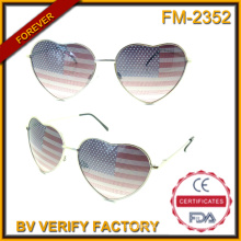 FM-2352 Hot Sale Charming Women Style Heartshaped American Flag Metal Sunglasses